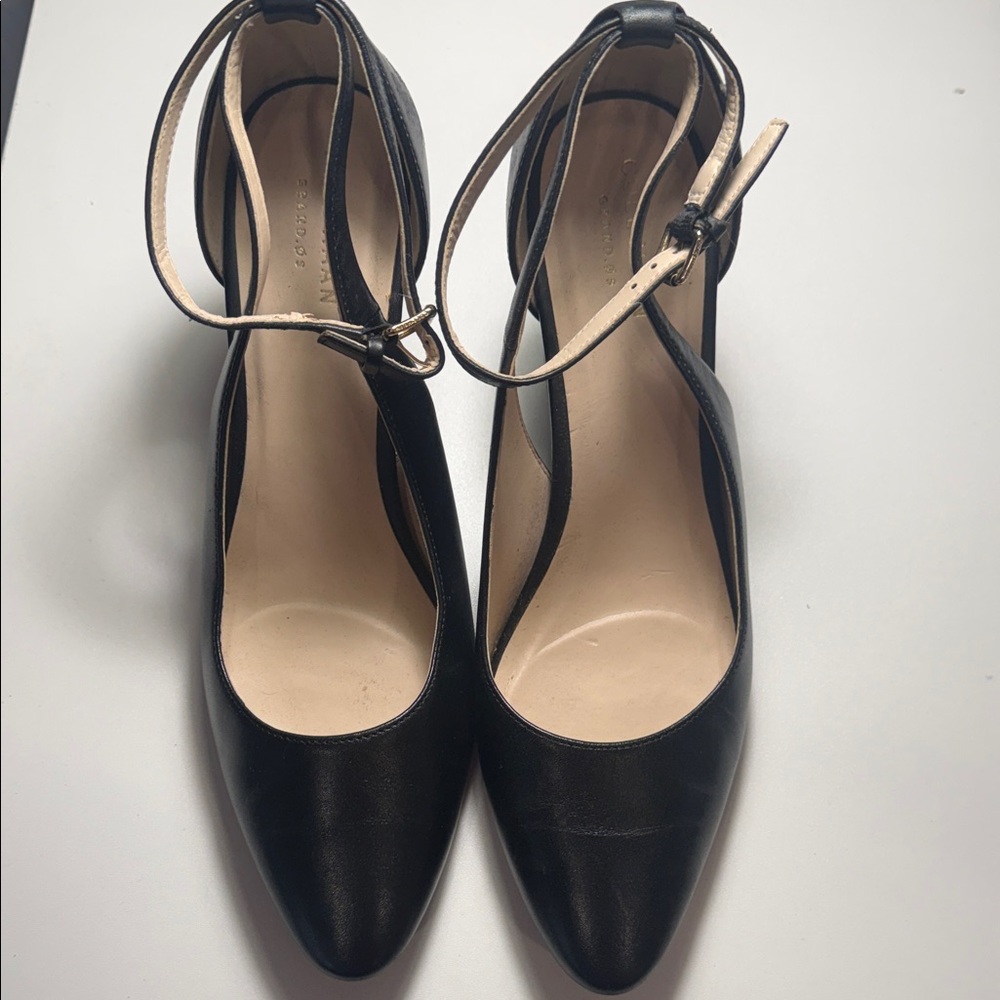 Cole Haan Black Ankle-Strap Wedge Size 8